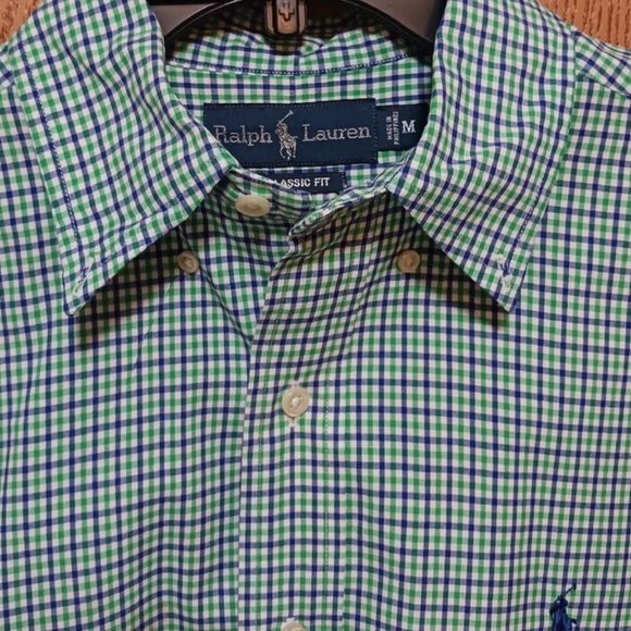 Polo (Ralph Lauren Shirt)-(Green/Blue-Plaid)-(Size M)-(Pre-owned)-$30.00 - Picture 4 of 4